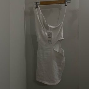Zara tight fitted white cut out dress- Size S- NWT
